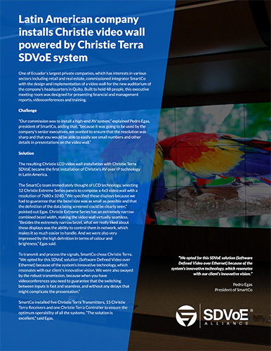 SDVoE case study - corporate video wall in Ecuador